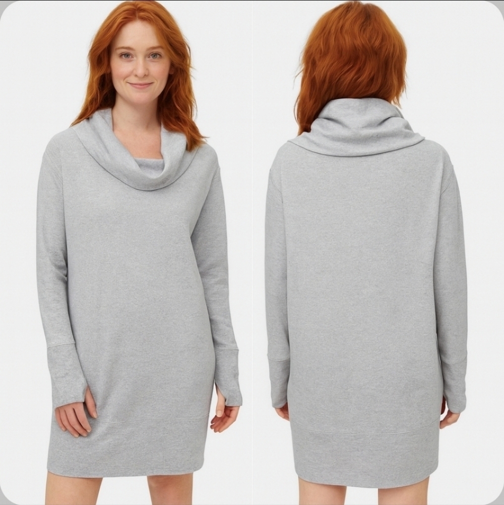 Lululemon Along The Way Dress Small Gray Cowl Neck Sweater NEW
